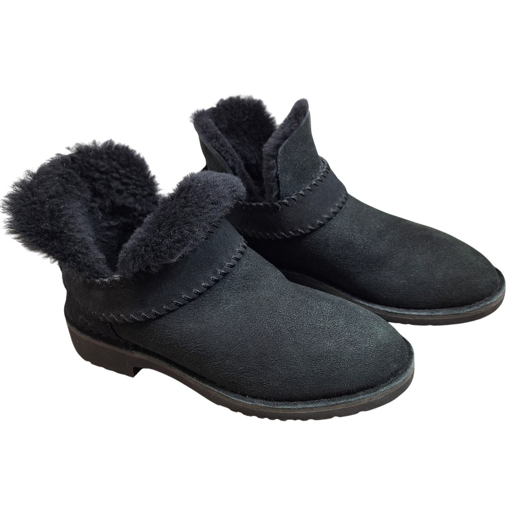 UGG Braiden Black Suede Sheepskin Lined Ankle Boots 1012358 Women's Size 5.5